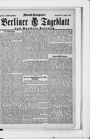Berliner Tageblatt und Handels-Zeitung vom 20.01.1894