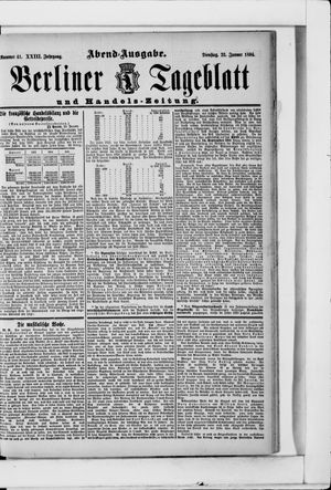 Berliner Tageblatt und Handels-Zeitung vom 23.01.1894