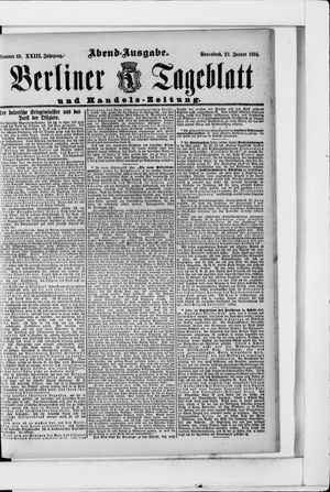 Berliner Tageblatt und Handels-Zeitung vom 27.01.1894