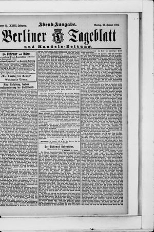 Berliner Tageblatt und Handels-Zeitung vom 29.01.1894