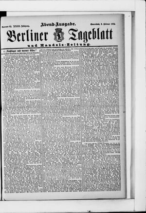 Berliner Tageblatt und Handels-Zeitung vom 03.02.1894