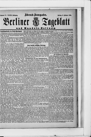 Berliner Tageblatt und Handels-Zeitung vom 09.02.1894
