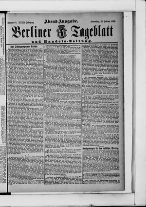 Berliner Tageblatt und Handels-Zeitung on Feb 22, 1894