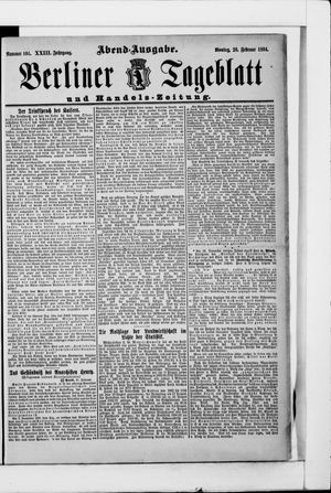 Berliner Tageblatt und Handels-Zeitung vom 26.02.1894