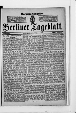Berliner Tageblatt und Handels-Zeitung vom 27.02.1894