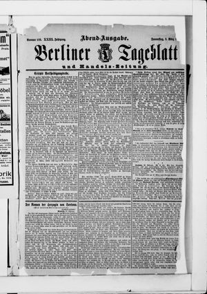 Berliner Tageblatt und Handels-Zeitung vom 01.03.1894