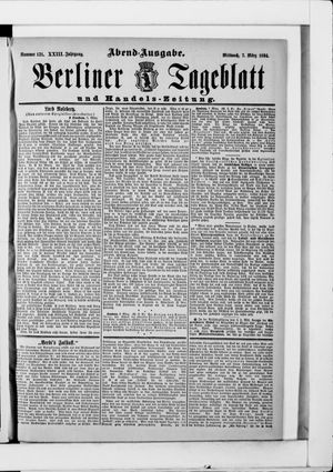 Berliner Tageblatt und Handels-Zeitung on Mar 7, 1894