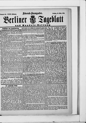 Berliner Tageblatt und Handels-Zeitung on Mar 20, 1894