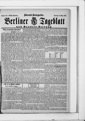 Berliner Tageblatt und Handels-Zeitung on Mar 27, 1894