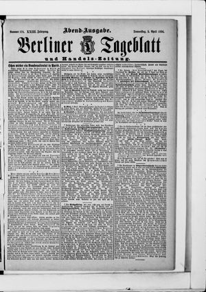 Berliner Tageblatt und Handels-Zeitung vom 05.04.1894