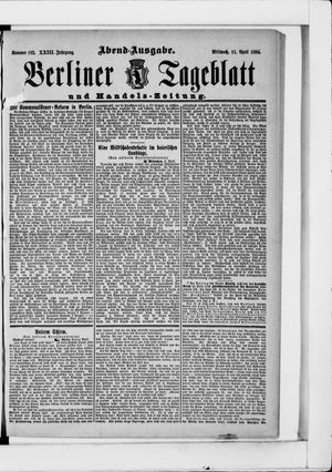 Berliner Tageblatt und Handels-Zeitung vom 11.04.1894