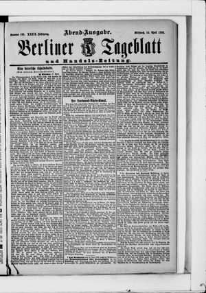 Berliner Tageblatt und Handels-Zeitung vom 18.04.1894