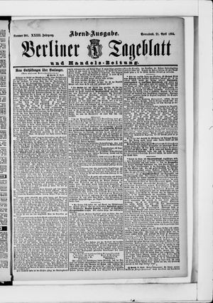 Berliner Tageblatt und Handels-Zeitung vom 21.04.1894
