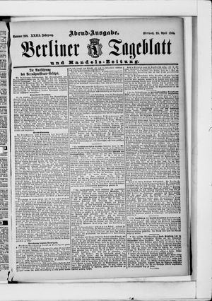 Berliner Tageblatt und Handels-Zeitung vom 25.04.1894