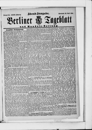 Berliner Tageblatt und Handels-Zeitung vom 28.04.1894