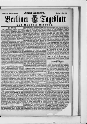 Berliner Tageblatt und Handels-Zeitung on May 7, 1894