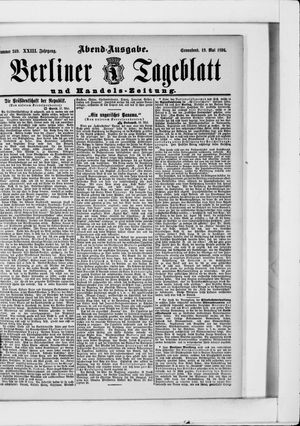 Berliner Tageblatt und Handels-Zeitung vom 19.05.1894
