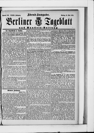 Berliner Tageblatt und Handels-Zeitung on May 21, 1894