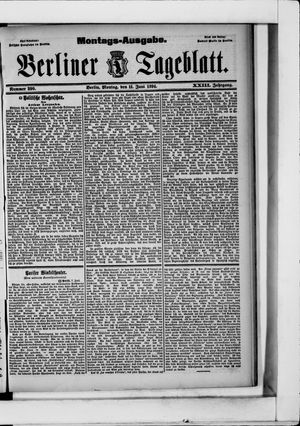 Berliner Tageblatt und Handels-Zeitung vom 11.06.1894