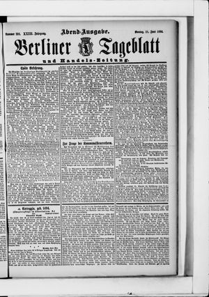 Berliner Tageblatt und Handels-Zeitung vom 11.06.1894