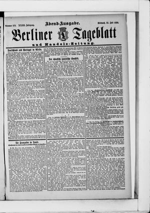 Berliner Tageblatt und Handels-Zeitung vom 25.07.1894