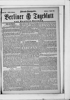 Berliner Tageblatt und Handels-Zeitung vom 01.08.1894