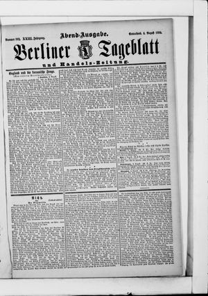 Berliner Tageblatt und Handels-Zeitung vom 04.08.1894