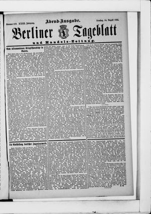 Berliner Tageblatt und Handels-Zeitung vom 14.08.1894