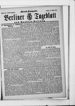 Berliner Tageblatt und Handels-Zeitung vom 21.08.1894