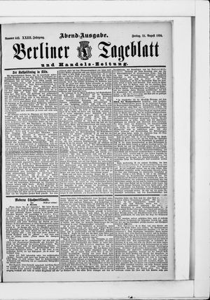 Berliner Tageblatt und Handels-Zeitung vom 31.08.1894