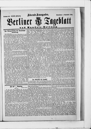 Berliner Tageblatt und Handels-Zeitung vom 01.09.1894