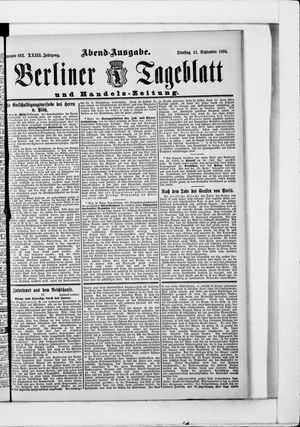 Berliner Tageblatt und Handels-Zeitung vom 11.09.1894