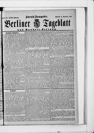 Berliner Tageblatt und Handels-Zeitung vom 12.09.1894