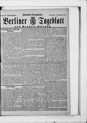 Berliner Tageblatt und Handels-Zeitung vom 13.09.1894