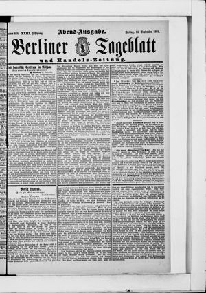 Berliner Tageblatt und Handels-Zeitung vom 14.09.1894