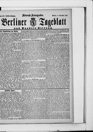 Berliner Tageblatt und Handels-Zeitung vom 17.09.1894