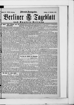 Berliner Tageblatt und Handels-Zeitung vom 18.09.1894