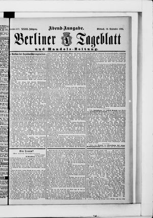 Berliner Tageblatt und Handels-Zeitung on Sep 19, 1894