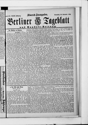Berliner Tageblatt und Handels-Zeitung vom 20.09.1894