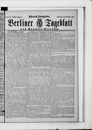 Berliner Tageblatt und Handels-Zeitung vom 22.09.1894