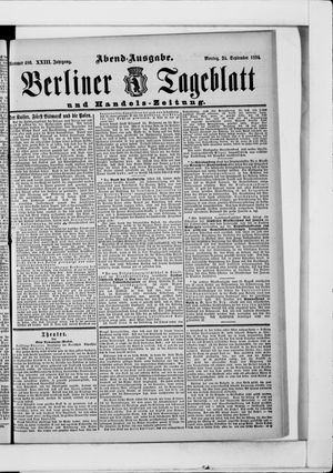 Berliner Tageblatt und Handels-Zeitung vom 24.09.1894