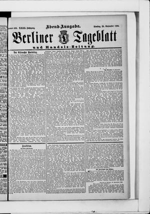 Berliner Tageblatt und Handels-Zeitung vom 25.09.1894
