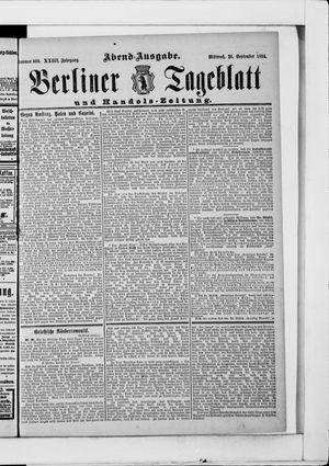Berliner Tageblatt und Handels-Zeitung vom 26.09.1894
