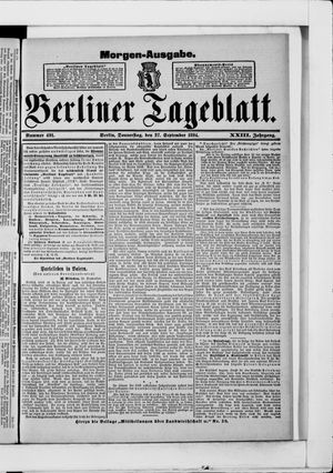 Berliner Tageblatt und Handels-Zeitung vom 27.09.1894