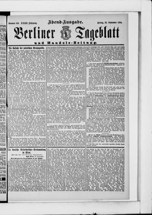 Berliner Tageblatt und Handels-Zeitung vom 28.09.1894