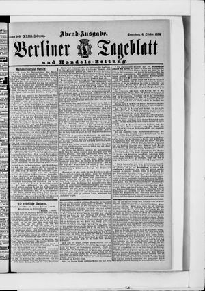 Berliner Tageblatt und Handels-Zeitung vom 06.10.1894