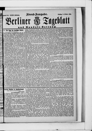 Berliner Tageblatt und Handels-Zeitung vom 09.10.1894