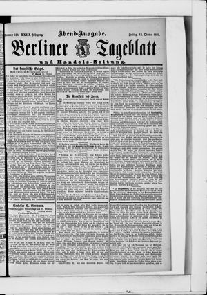 Berliner Tageblatt und Handels-Zeitung on Oct 12, 1894