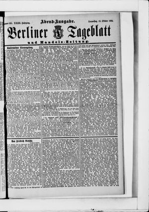 Berliner Tageblatt und Handels-Zeitung vom 18.10.1894