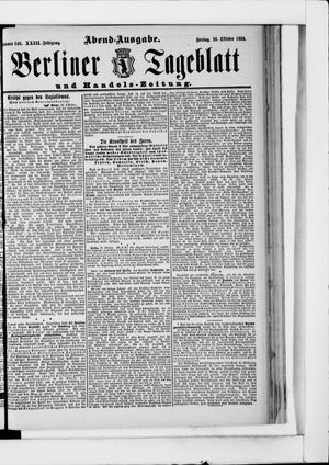 Berliner Tageblatt und Handels-Zeitung vom 26.10.1894